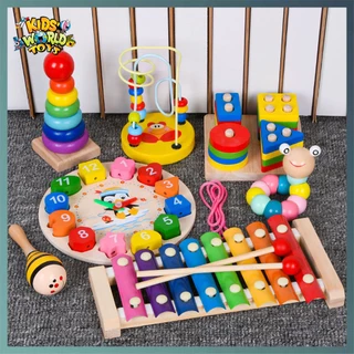 Đồ chơi trẻ em bộ combo 6 món đồ chơi bằng gỗ phát triển trí tuệ cho bé giúp bé thông minh