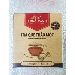 Trà quế thảo mộc Quế Rừng Xanh 100%từ quế và thảo dược giúp ấm cơ thể,ổn định đường huyết,hộp 7 túi lọc bằng bột bắp ngô