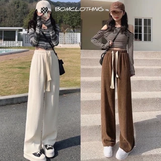 Quần Ống Rộng Nhung Tăm Dây Rút BOM CLOTHING Phối Dây Trendy Ullzang Unisex