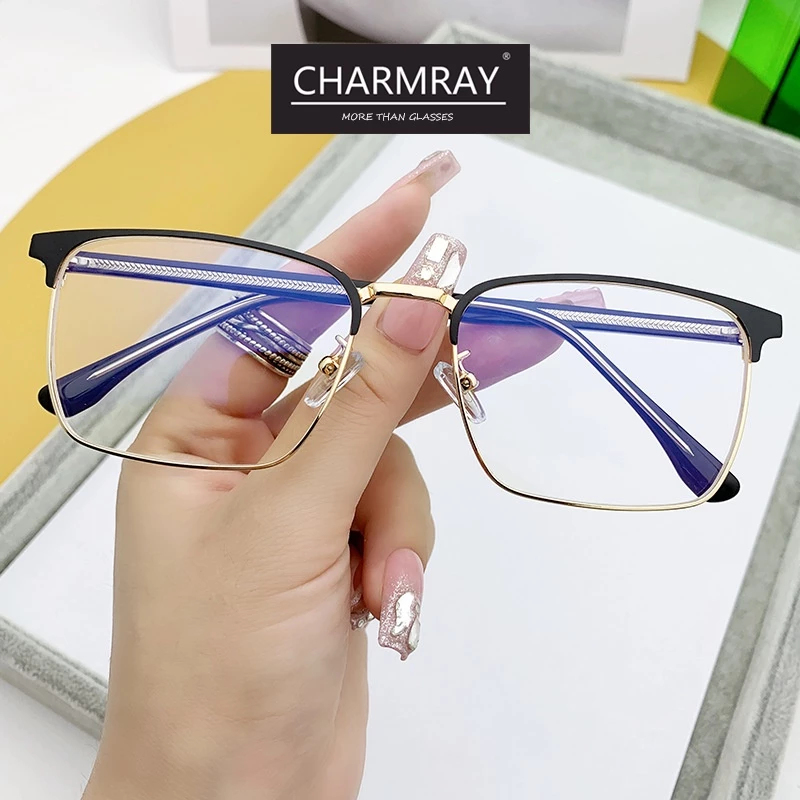 Mắt kính CHARMRAY gọng kim loại chống tia bức xạ kiểu dáng thời trang cho nam nữ