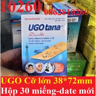 Hộp Băng dính cá nhân y tế UGOTANA miếng to 38x72mm Hộp 30 miêng Không thấm nước, băng vết thương đứt tay UGO TANA