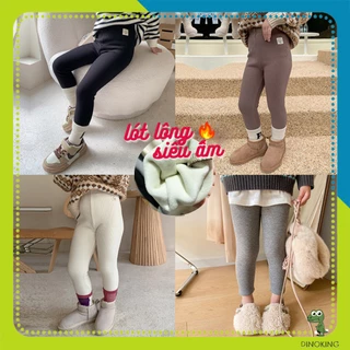 Quần legging lót lông bé gái DINOKING Quần len lót lông cho bé siêu ấm mùa đông mềm mịn ôm chân trẻ em 2-9 tuổi QD17