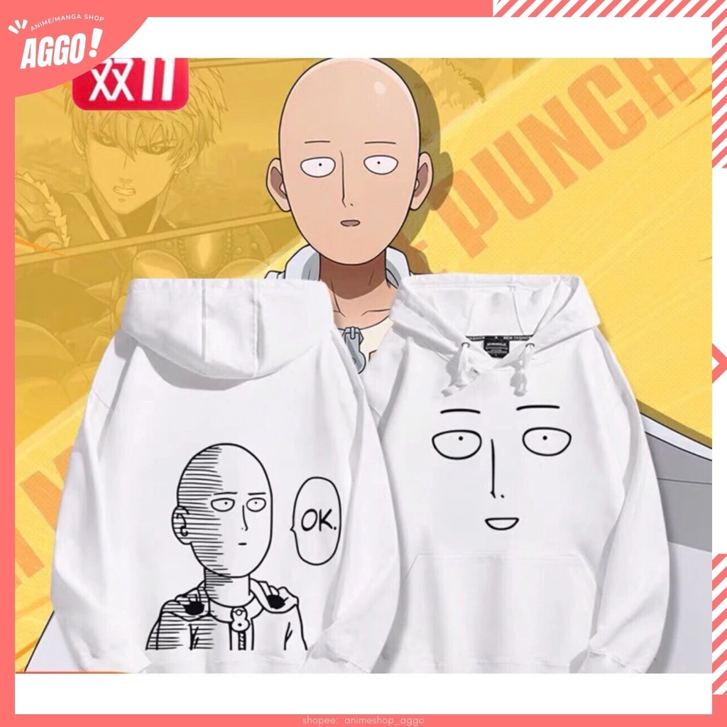 Áo Hoodie Nỉ Anime One Punch Man, Áo Nỉ Dày Dặn Phong Cách Trẻ Trung Năng Động Form Rộng Nam Nữ Đủ Size