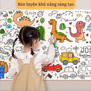 Tranh tô màu dài 3m (5 chủ đề), sticker tô màu thủ công dán lên tường, bé thỏa sức tô vẽ -  Smart Baby