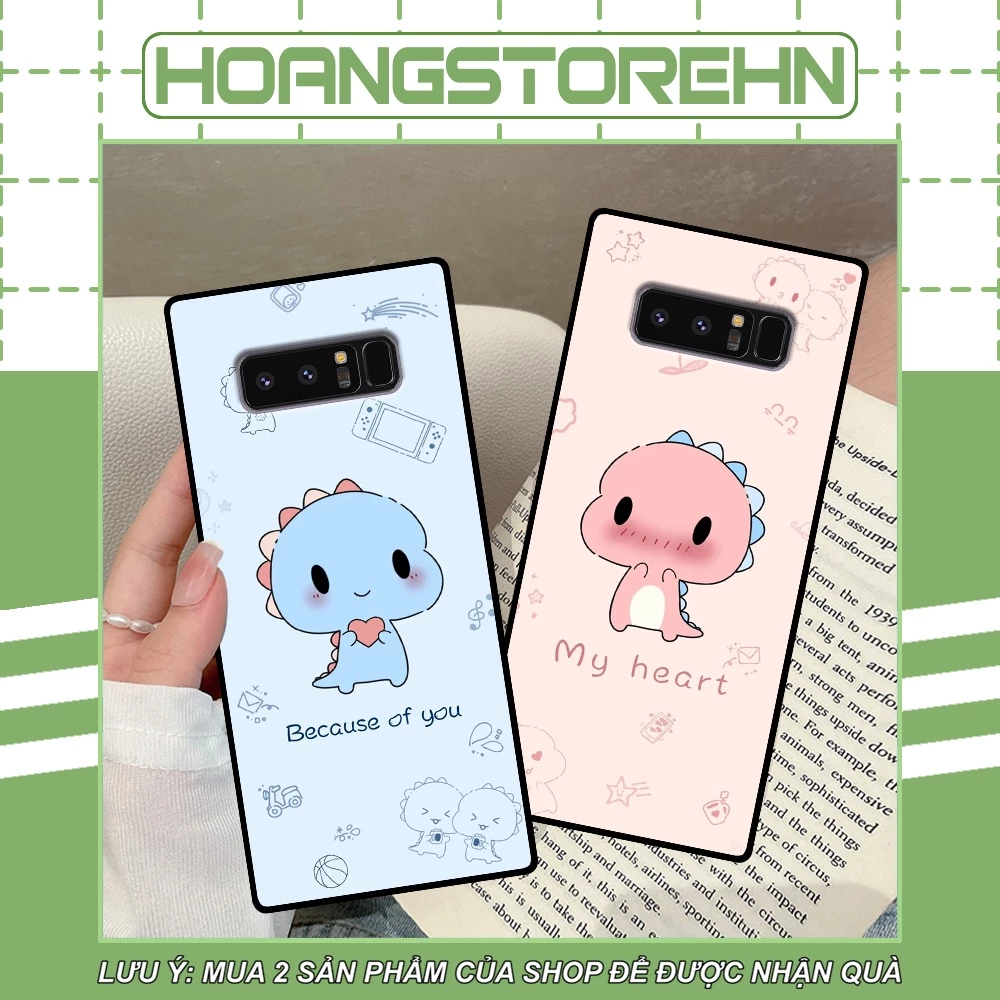 Ốp lưng Samsung Note 8 / Note 9 in hình in couple khủng long chibi cute dễ thương