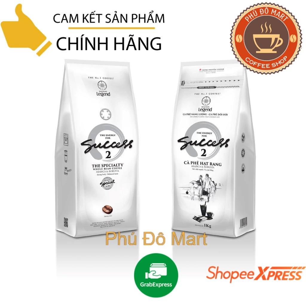 Cà Phê Hạt Rang Xay Trung Nguyên Legend Success 2 _  Loại Túi 1kg