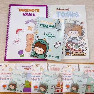 Combo 3 sổ tay takenote Toán + Văn 6 7 8 9  + Tiếng Anh