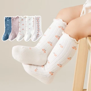 Vớ Cotton Mềm Co Giãn Màu Trơn Họa Tiết Hoa Dễ Thương Dành Cho Trẻ Sơ Sinh