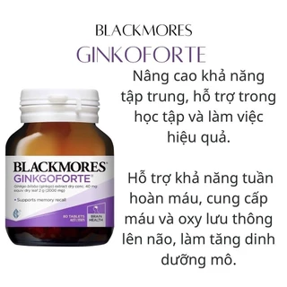 [Hàng Úc] Viên uống Blackmores Ginkgoforte 80 viên bổ não, tăng cường trí nhớ Blackmores của Úc