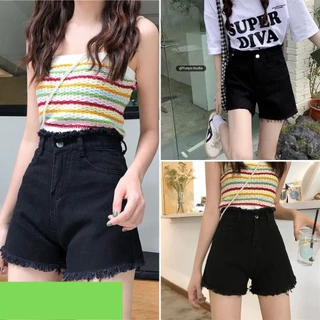 Quần đùi nữ, quần đùi kiểu rách gấu lưng quần màu trắng đen size S M L SKUQ-12A she.boutique90