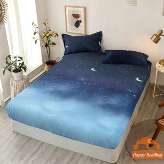 Ga Trải Giường Cotton Poly 1M2 1M6 1M8 Xanh Galaxy - HappyBedding