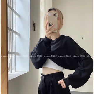 Sét Áo Cặp Áo Thun Croptop Kết Hợp Áo Khoác Ngoài Cổ Tròn Tay Dài TTSLA1005