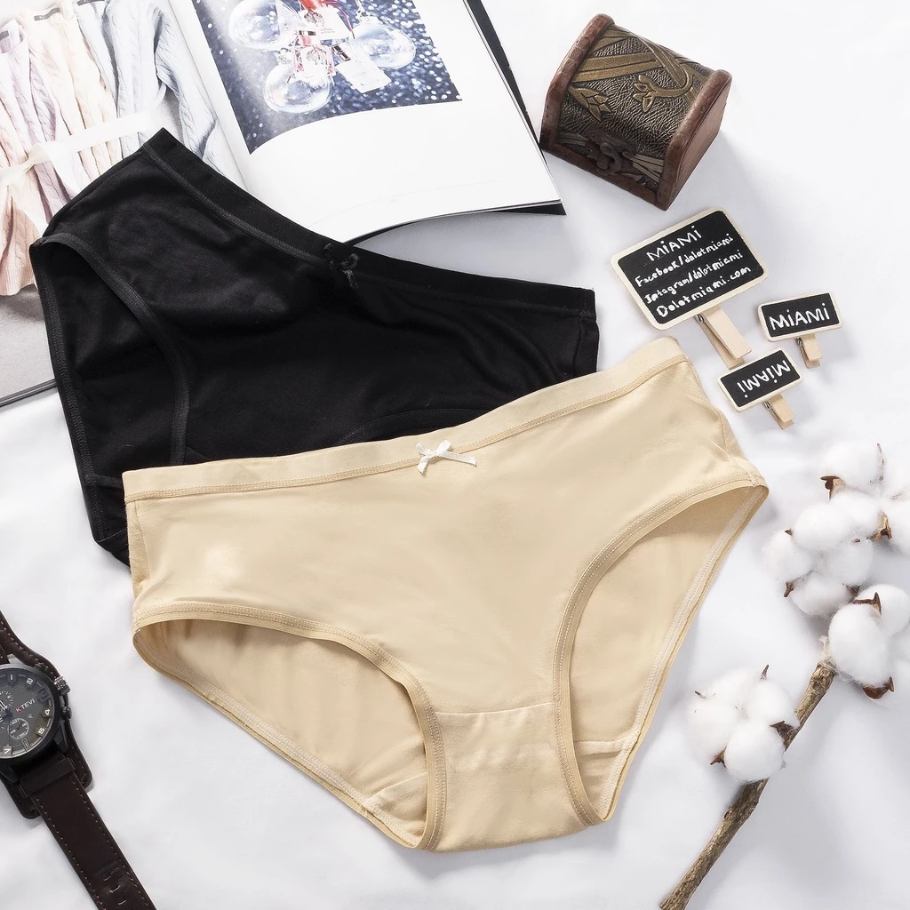 [ẢNH THẬT] Quần lót nữ cotton trơn viền bo màu nude, đen - Đồ lót nữ Việt Nam Miami