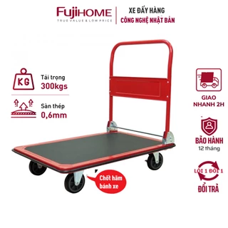 Xe đẩy hàng 4 bánh gấp gọn 300kg Nhập Khẩu Fujihome, bánh cao su chống ồn siêu bền, xe kéo hàng gấp gọn đa năng