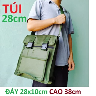 Túi đồ nghề 28cm, túi đựng đồ nghề cho thợ điện, thợ mộc, điện lạnh vải nhựa bạt dày dặn siêu bền màu xanh lính