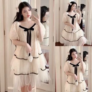 Đầm váy suông babydoll bèo ren phối lưới siêu xinh, cute dành cho các nàng diện đi chơi, đi biển