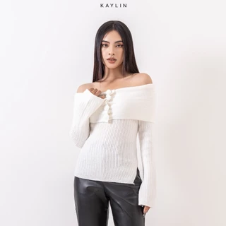 Áo len KAYLIN trễ vai kiểu xẻ tà phong cách N1854