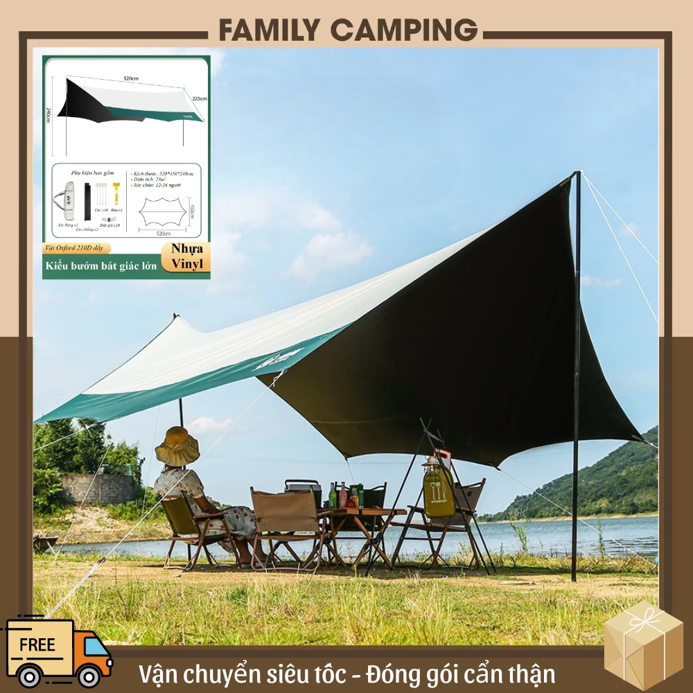 Tăng lều che nắng mưa chống thấm nước chống tia UV dùng cho cắm trại dã ngoại ngoài trời chính hãng