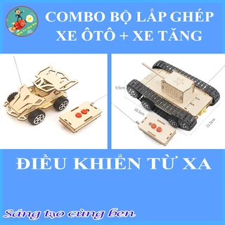 Đồ chơi sáng tạo - Combo bộ lắp ghép 2 đồ chơi ÔTô và Xe tăng điều khiển từ xa, Đồ chơi giáo dục trí tuệ cho bé, stem