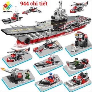 Lego Tàu Sân Bay 944 Chi Tiết - Đồ Chơi Lắp Ráp Tàu Hải Quân, Chiến Thuyền, Trực Thăng, Trạm Phòng Ngự Biển