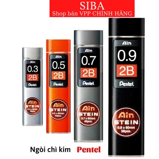 Ruột chì kim Pentel, ngòi bút chì bấm 2B tuýp lớn size 0.3/ 0.5/ 0.7/ 0.9mm- Chính hãng