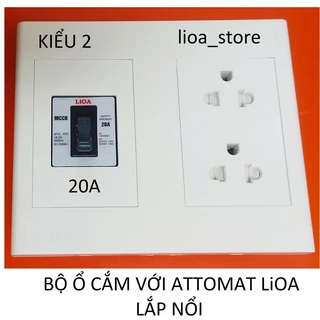 BỘ Ổ CẮM ĐÔI 3 CHẤU VỚI ATTOMAT LiOA.