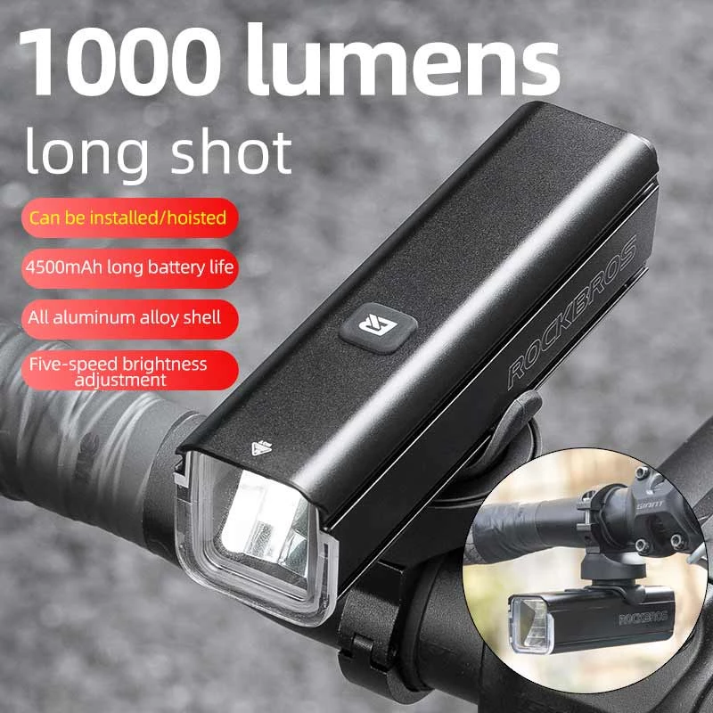 ROCKBROS Đèn Pin 1000 Lumen 4800mah Vỏ Nhôm Chống Nước Cho Xe Đạp