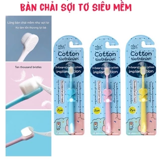 Bàn chải đánh răng Cotton cho bé tập đánh răng sợi lông tơ siêu mềm an toàn cho bé từ 2-12 tuổi