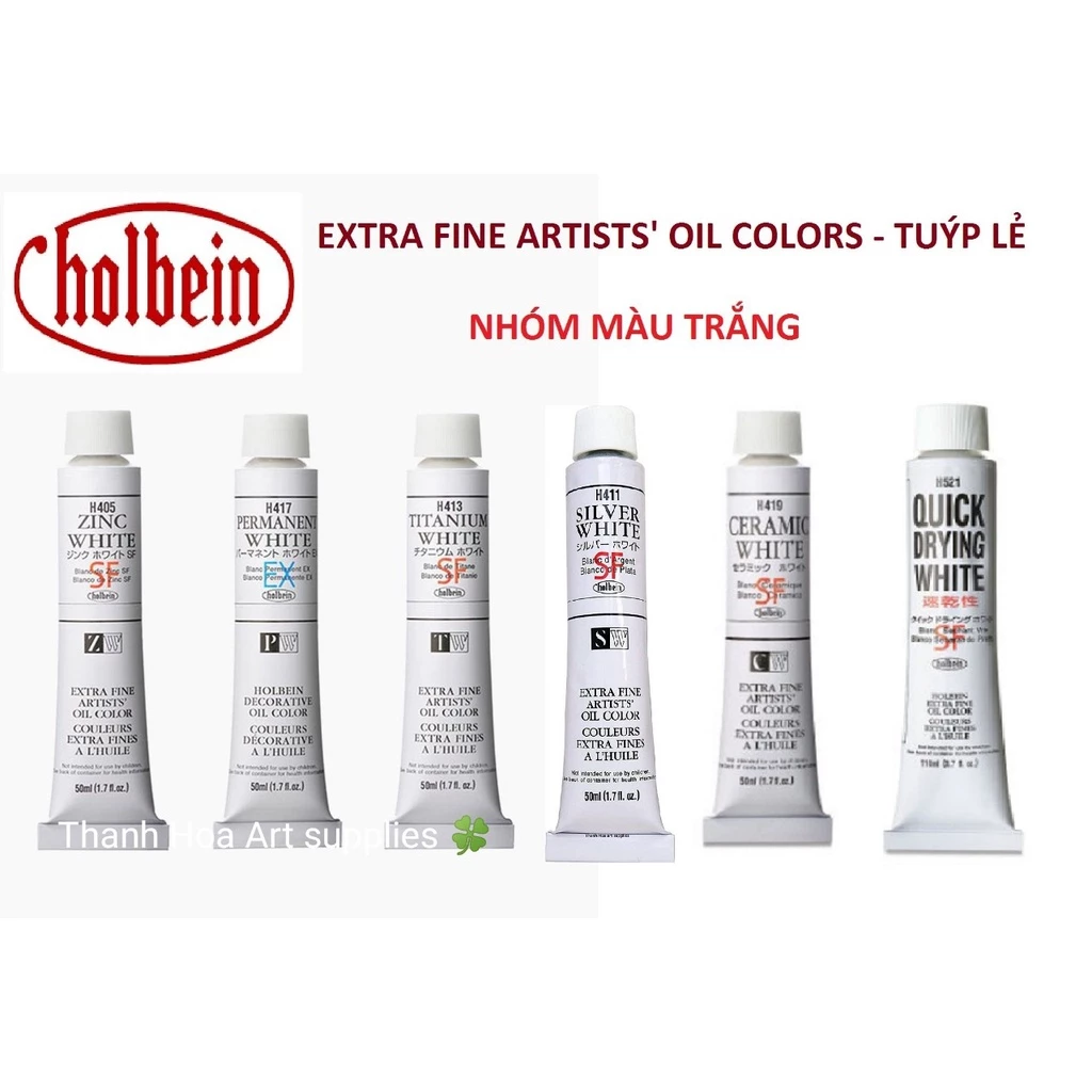 Sơn dầu Holbein Artists' Oil Color - Nhóm Màu Trắng - Tuýp lẻ