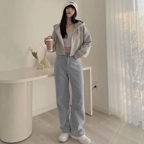 Áo khoác nỉ hoodie croptop yousy nữ - Áo khoát dáng lửng có mũ chất dày dặn kiểu dáng đường phố ulzzang hàn quốc