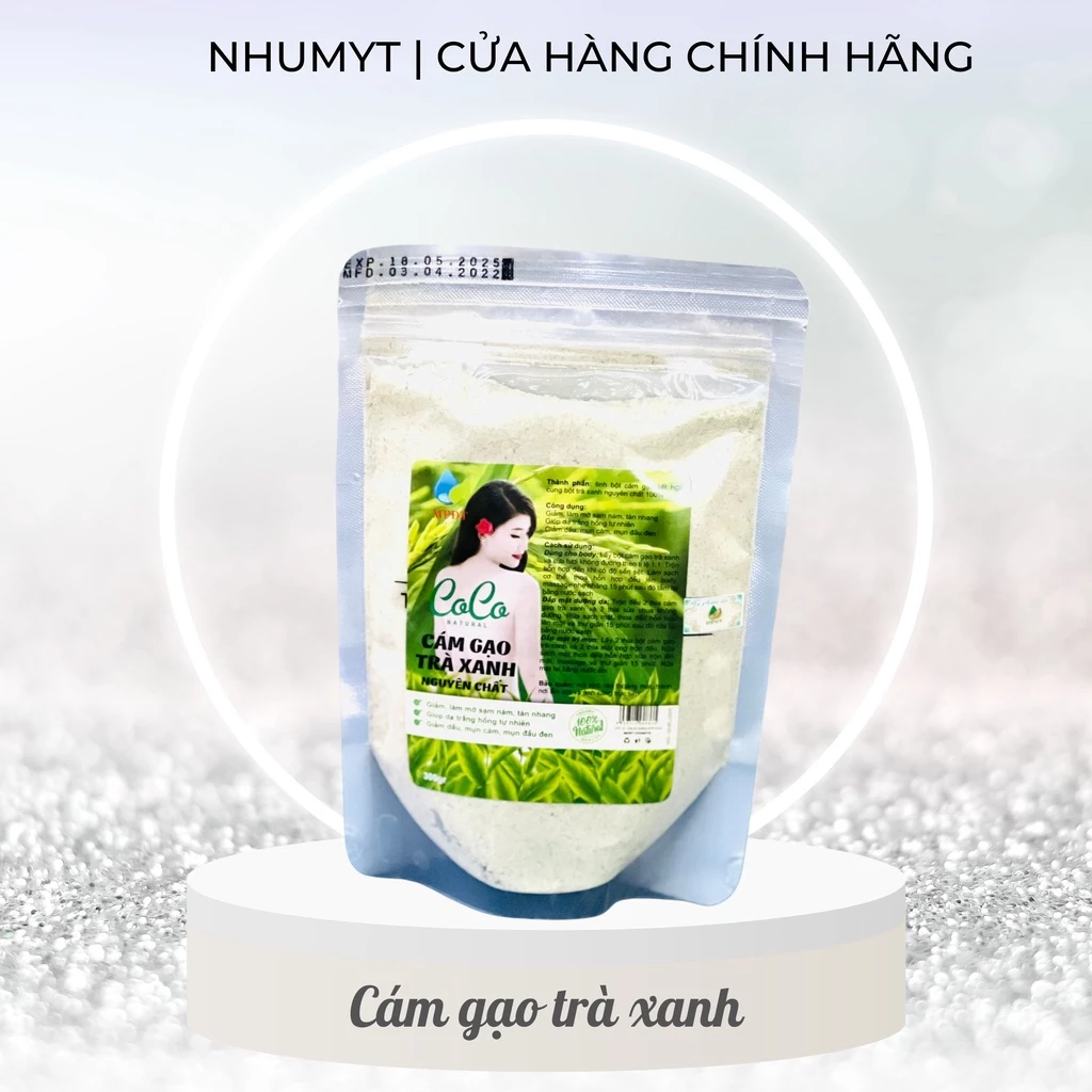 Ủ trắng trà xan CoCo 300gr  dùng cả cho face & body giúp da trắng sáng mờ thâm giảm mụn viêm nang lông và tẩy da chết