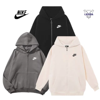 Áo hoodie nike zip nỉ nam nữ mũ 2 lớp cao cấp, Áo hoodie zip form rông dày dặn