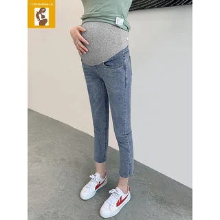 Quần jean bầu quần bò bầu phong cách trẻ trung năng động dáng slimfit xẻ gấu, jean mềm đủ size cho mẹ bầu Lilyfashion.vn