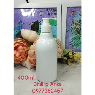 Chai lọ nhựa đựng dầu gội, dầu xả, kem dưỡng thể CHAI PET 400ml TRẮNG SỨ ĐẦU VÒI TRẮNG 28mm