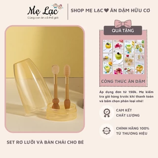 Set rơ lưỡi và bàn chải silicone siêu mềm cho bé, kèm cốc tiện lợi