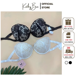 A25 [TẶNG KÈM DÂY] Áo Ngực Nữ Ren KATHY BRA Cúp Tim Nâng Ngực Chống Tụt Đệm Vừa Không Dây Hàng Quảng Châu