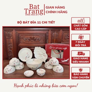 Bộ bát đĩa sứ 11 sản phẩm - bộ bát đĩa Bát Tràng men kem cao cấp ( có bán lẻ từng sản phẩm )