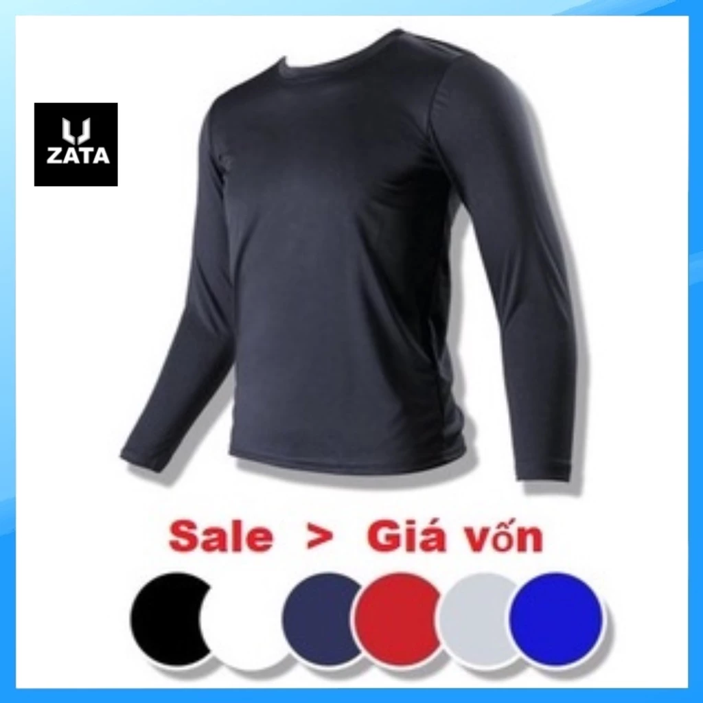 Áo giữ nhiệt nam dài tay full size 40kg - 99kg thể thao 7 màu áo thun nam cổ tròn vải mềm mại siêu co giãn Zata Vn - AGN