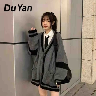 Áo khoác cardigan DU YAN dệt kim dáng rộng phong cách Hàn Quốc cổ điển cho nữ