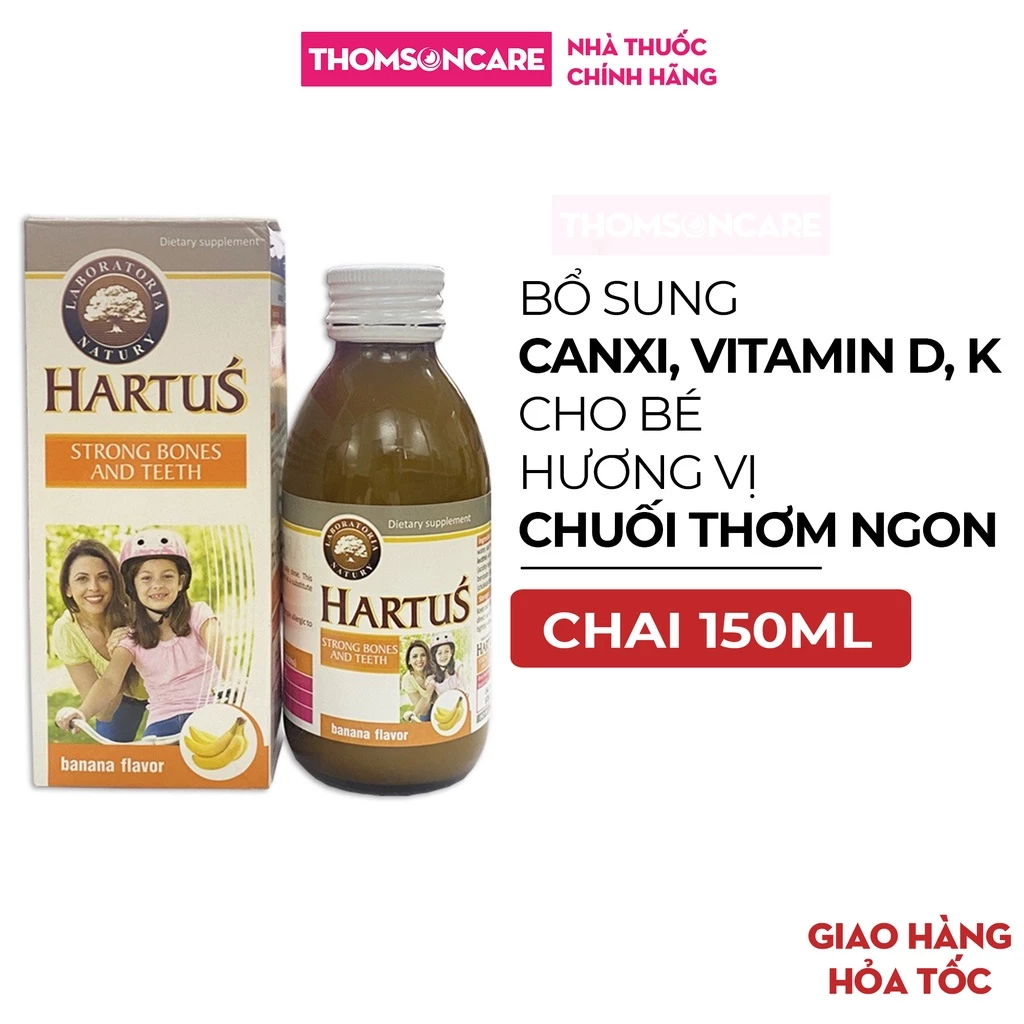 Canxi Hartus cho bé, Bổ sung vitamin D3, vitamin K cho trẻ giúp tăng chiều cao, chắc khỏe xương - Chai 150ml