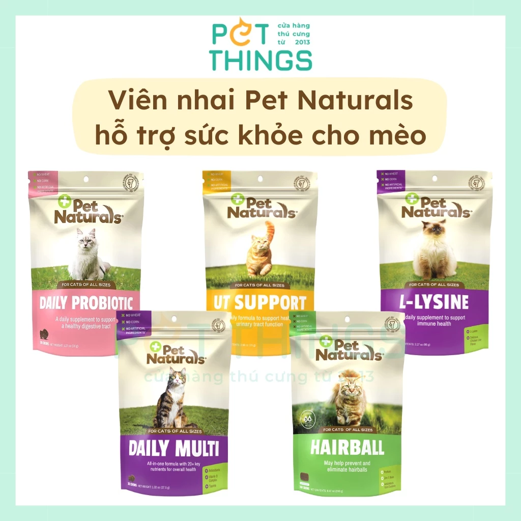 Viên ăn hỗ trợ sức khỏe cho mèo Pet Naturals các loại