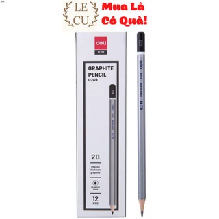 Bút chì 2B cao cấp Deli, màu bạc 12 cây/hộp CU24910