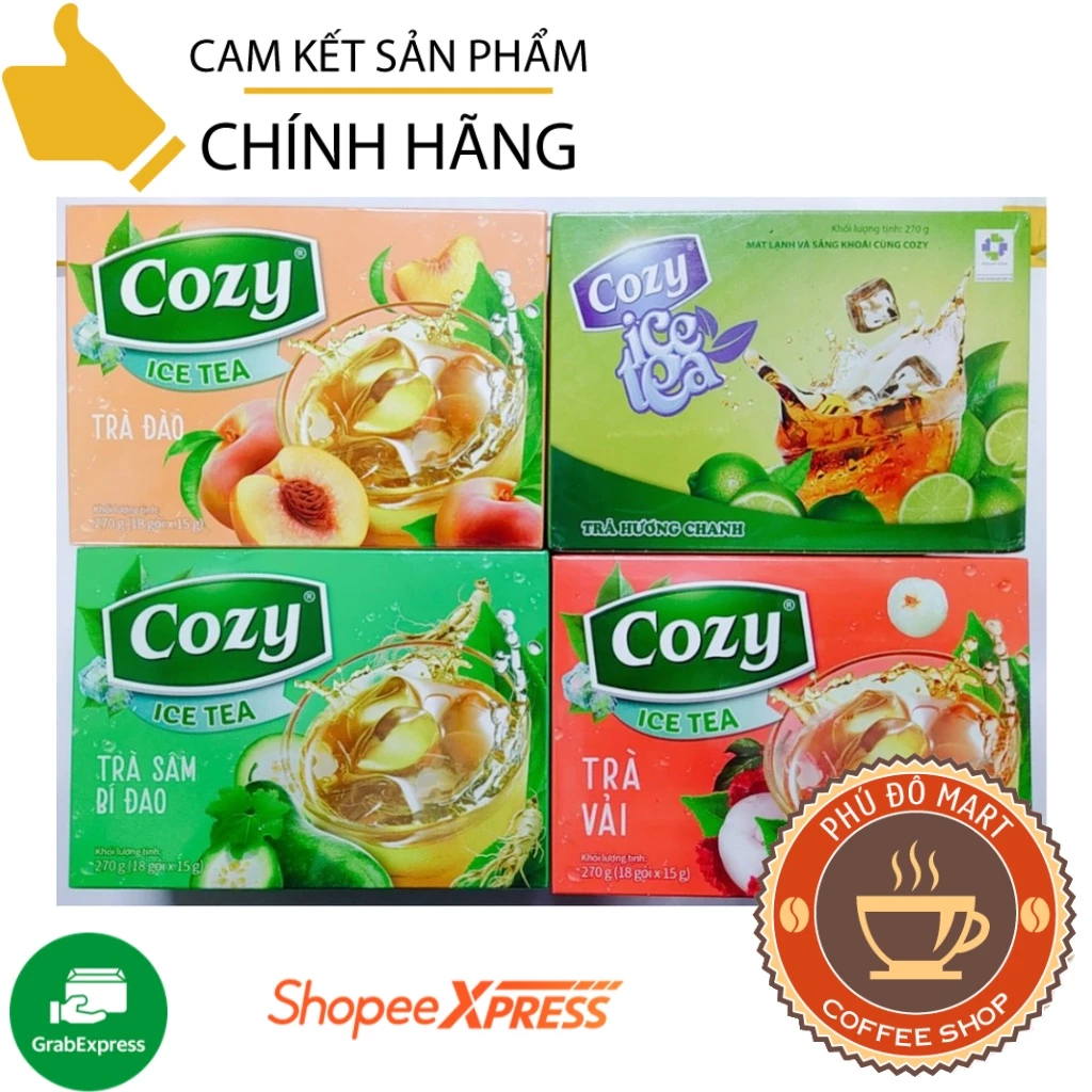 Trà Cozy Ice Tea Hương Chanh / Hương Đào - Hộp 270G ( 15g * 16 gói )