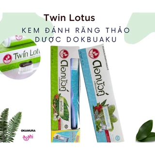 Kem Đánh Răng Thảo Dược Twin Lotus Dok Bua Ku 150g Thái Lan 3 bị Thảo Mộc chính hãng