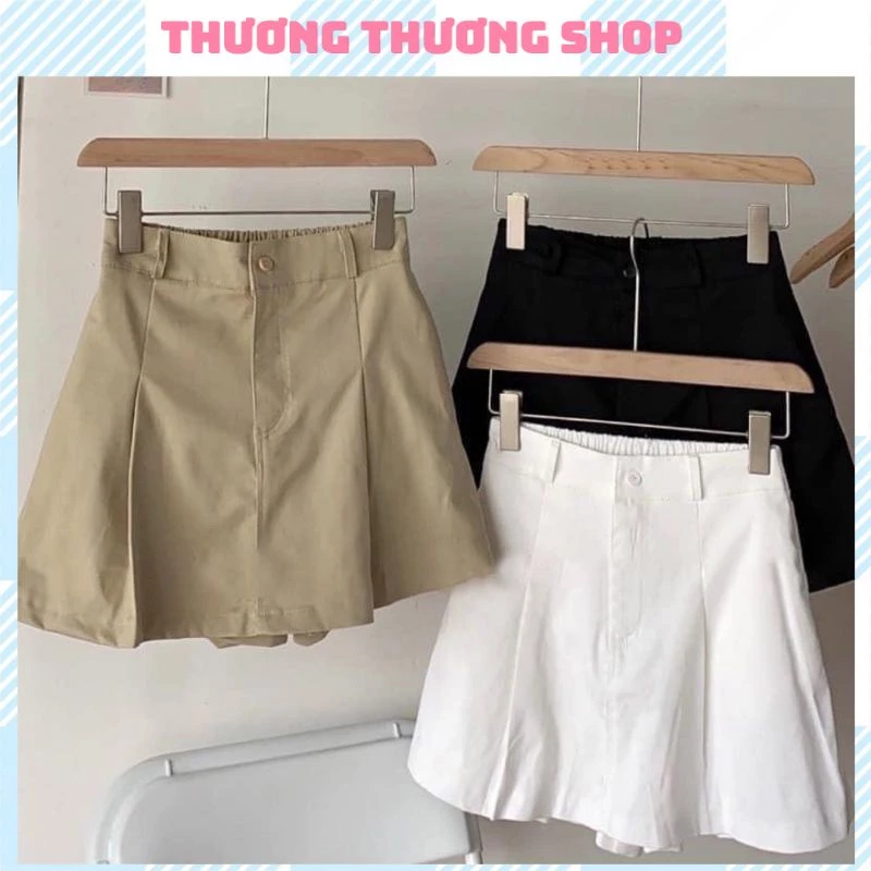 Quần Giả Váy Dáng Chữ A Xếp ly Trước Chất TUYẾT MƯA LƯNG CHUN có quần trong // Thương Thương Shop.