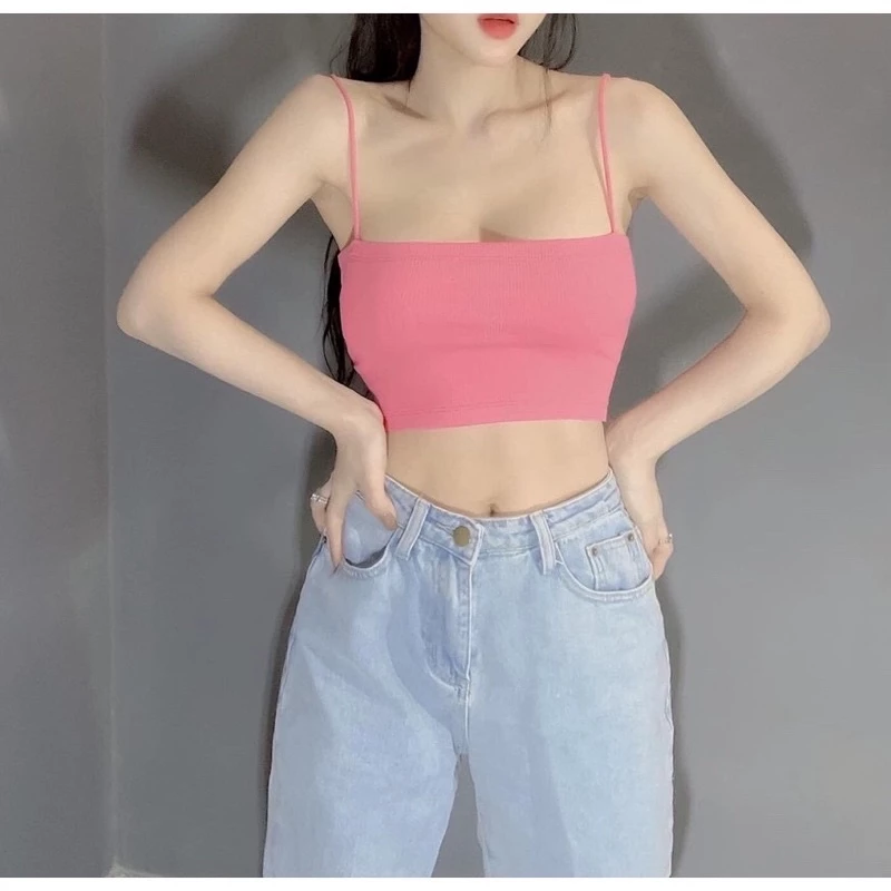 Áo 2 dây nữ croptop kiểu dáng basic ôm body