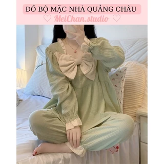 [ ORDER QCCC, CHUẨN HÀNG LOẠI 1 ] Đồ Ngủ Style Hàn Quốc Tiểu Thư XÔ MUSLIN Nơ Ulzzang