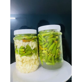 tỏi lý sơn ngâm giấm + ớt xanh chua ngọt 1 hũ 500gram