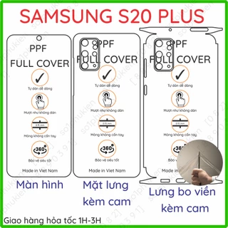 Dán PPF Samsung S20+ ( s20 plus) loại trong , nhám dành cho màn hình, mặt lưng, full viền