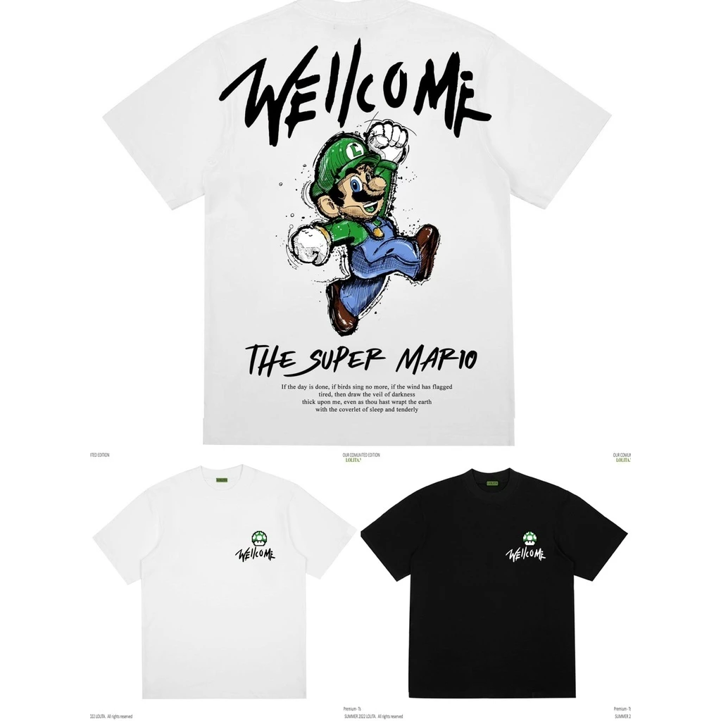 TEE LOLITA  Mario Tay Lỡ Form Rộng Unisex